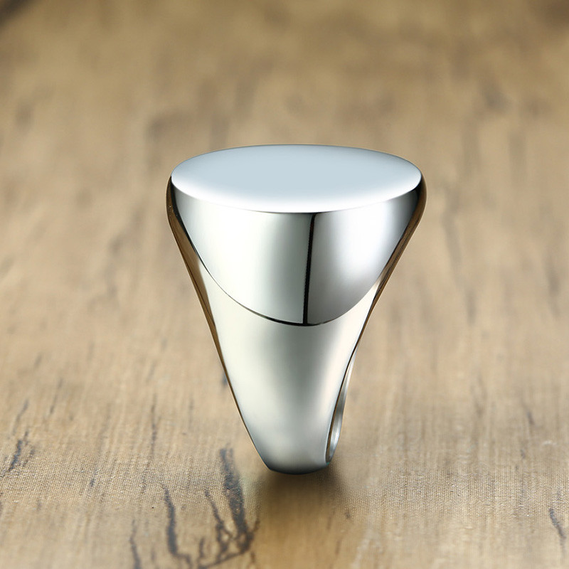 Blank Solid Top Men Signet Ring Band Stainless Steel Biker Gift Fashion Jewelry