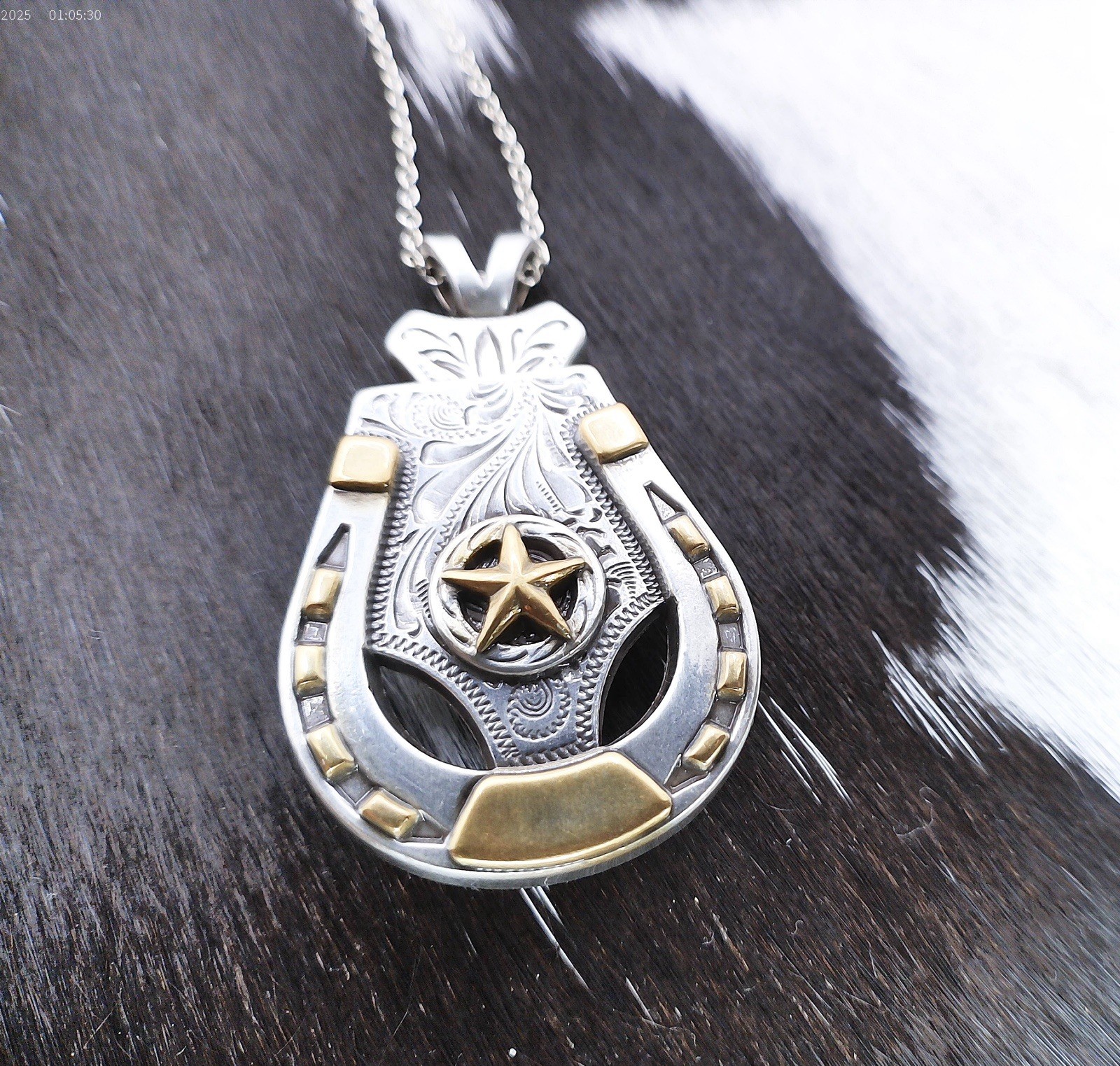 Convertable Western Horseshoe Concho Necklace 925 Sterling Silver Chain Jewelry