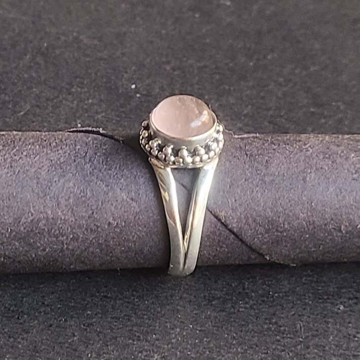 Natural Rose Quartz 925 Sterling Silver Handmade Dainty Ring All Size Available
