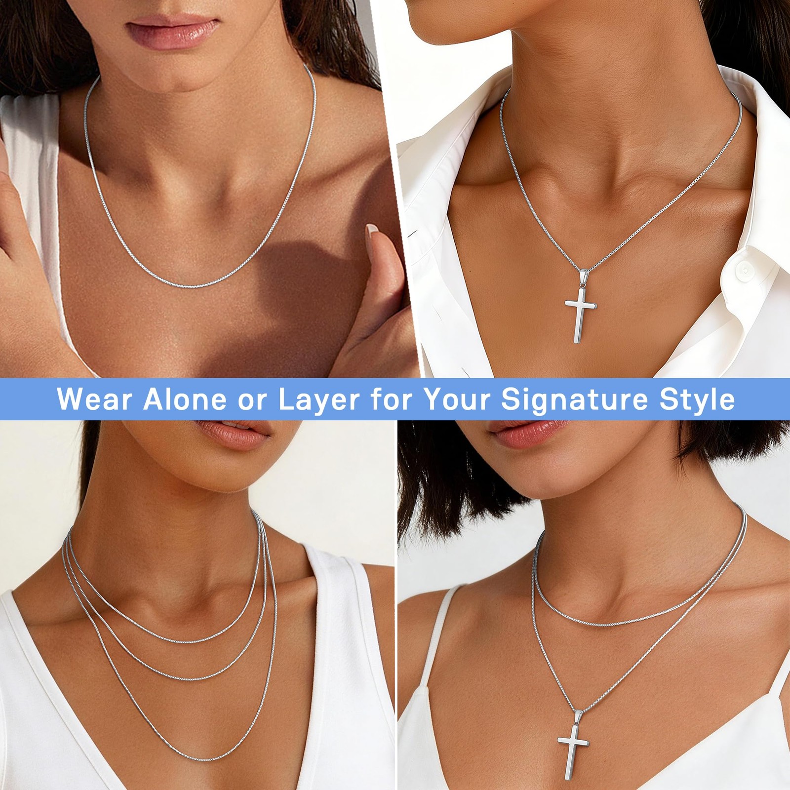 Jewlpire 925 Sterling Silver Chain Necklace For Women 1.3Mm Chains Silver Chain
