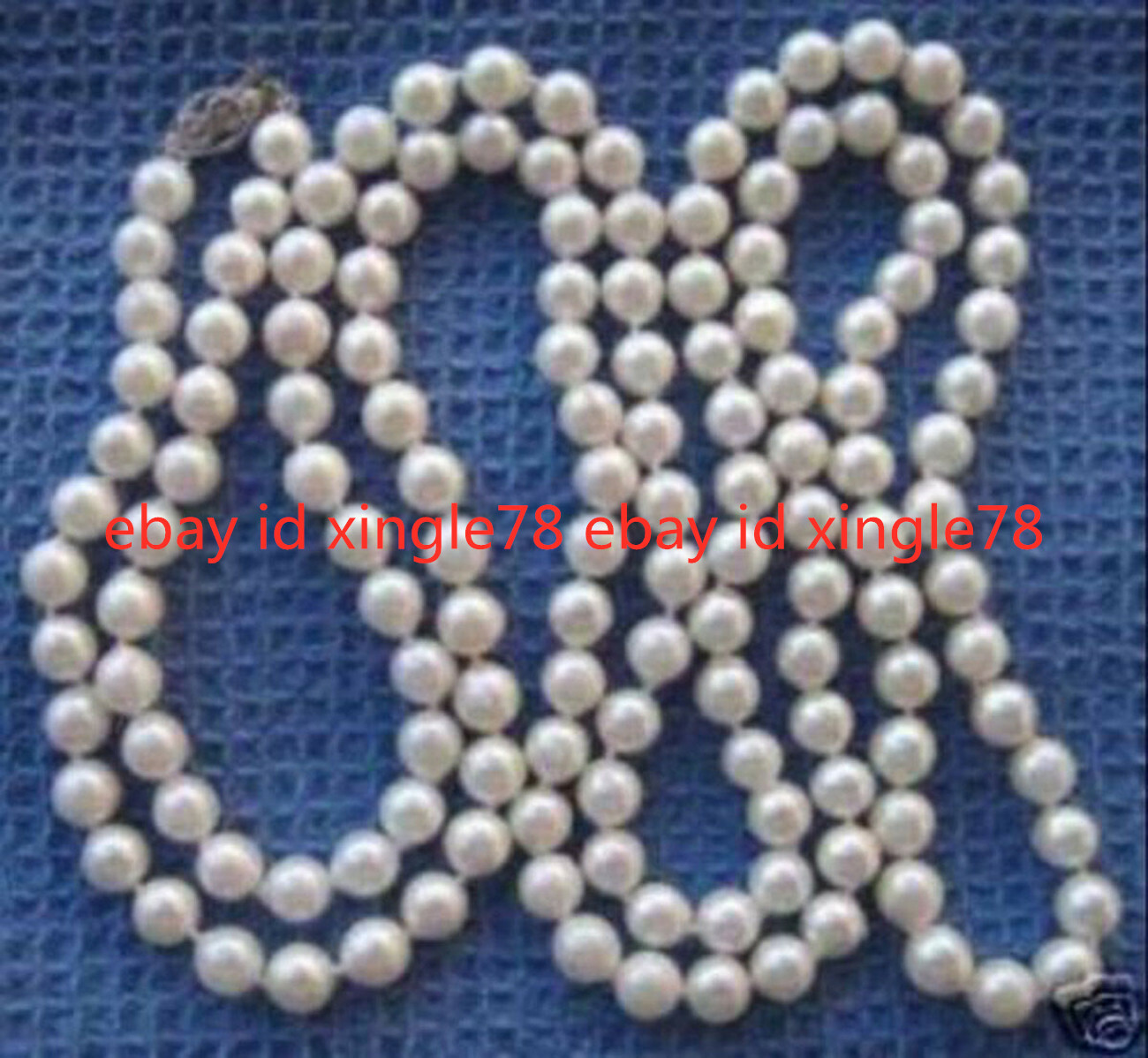 Real Natural 7-8mm White Freshwater Pearl Long Necklace 32″