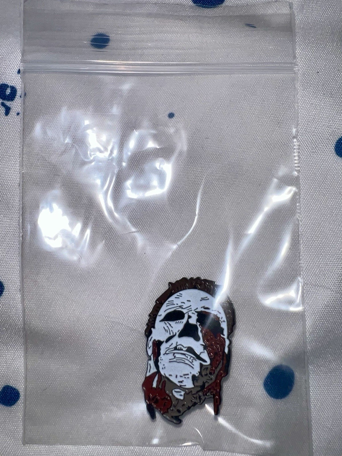 Halloween Michael Myers Face Enamel Metal Lapel Pin Badge Clutch Back