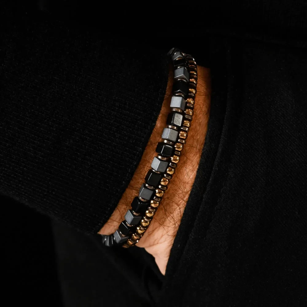 Genuine Hematite Protection Stretch Bracelet Healing Energy Balance Men Bracelet