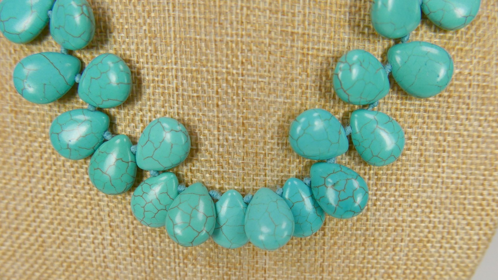 Howlite Turquoise colored Teardrop Bead Fashion Necklace with Earrings