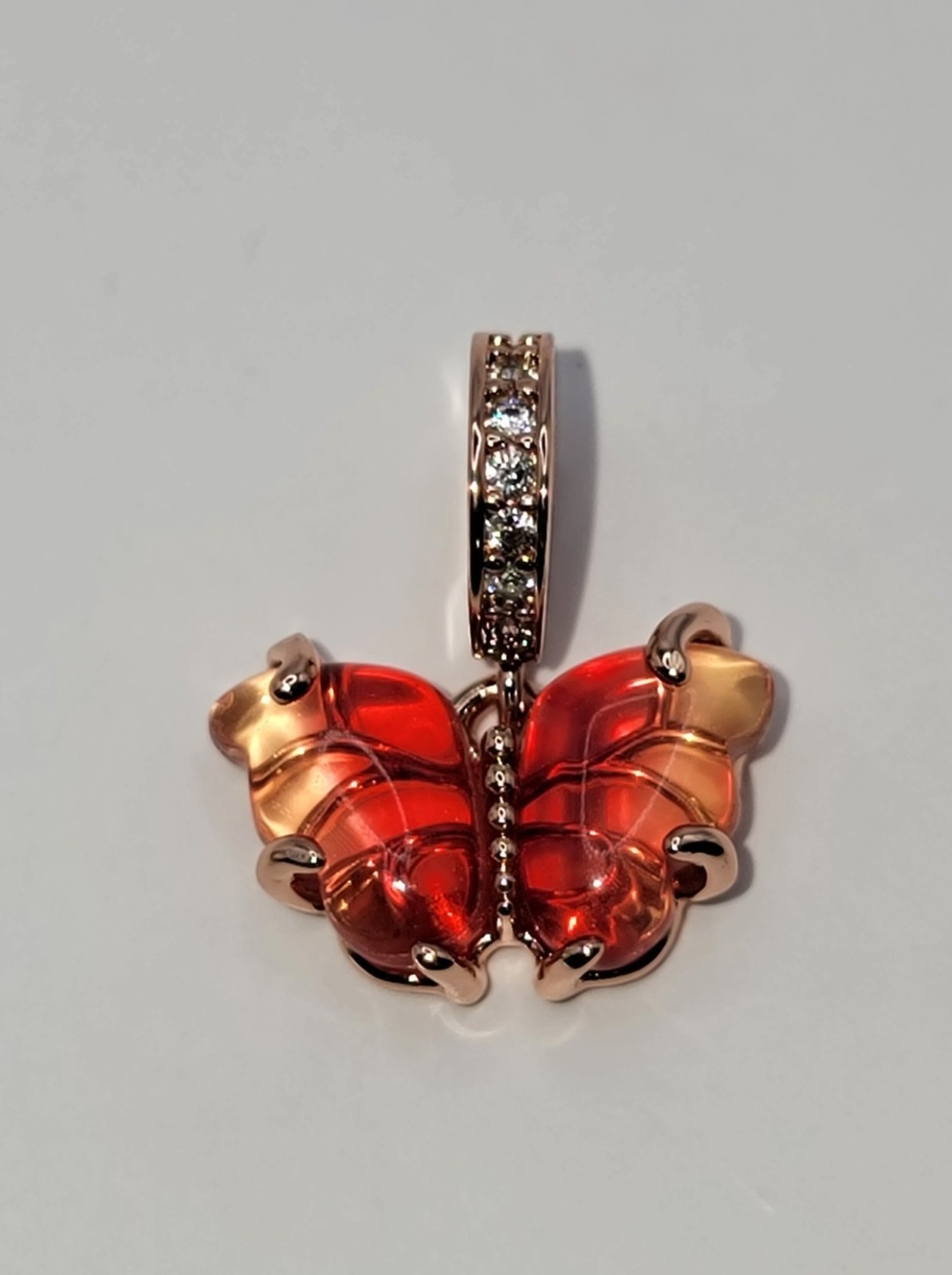 New PANDORA Pink & Yellow Murano Glass Butterfly Charm 782698C01 W/ Box C1