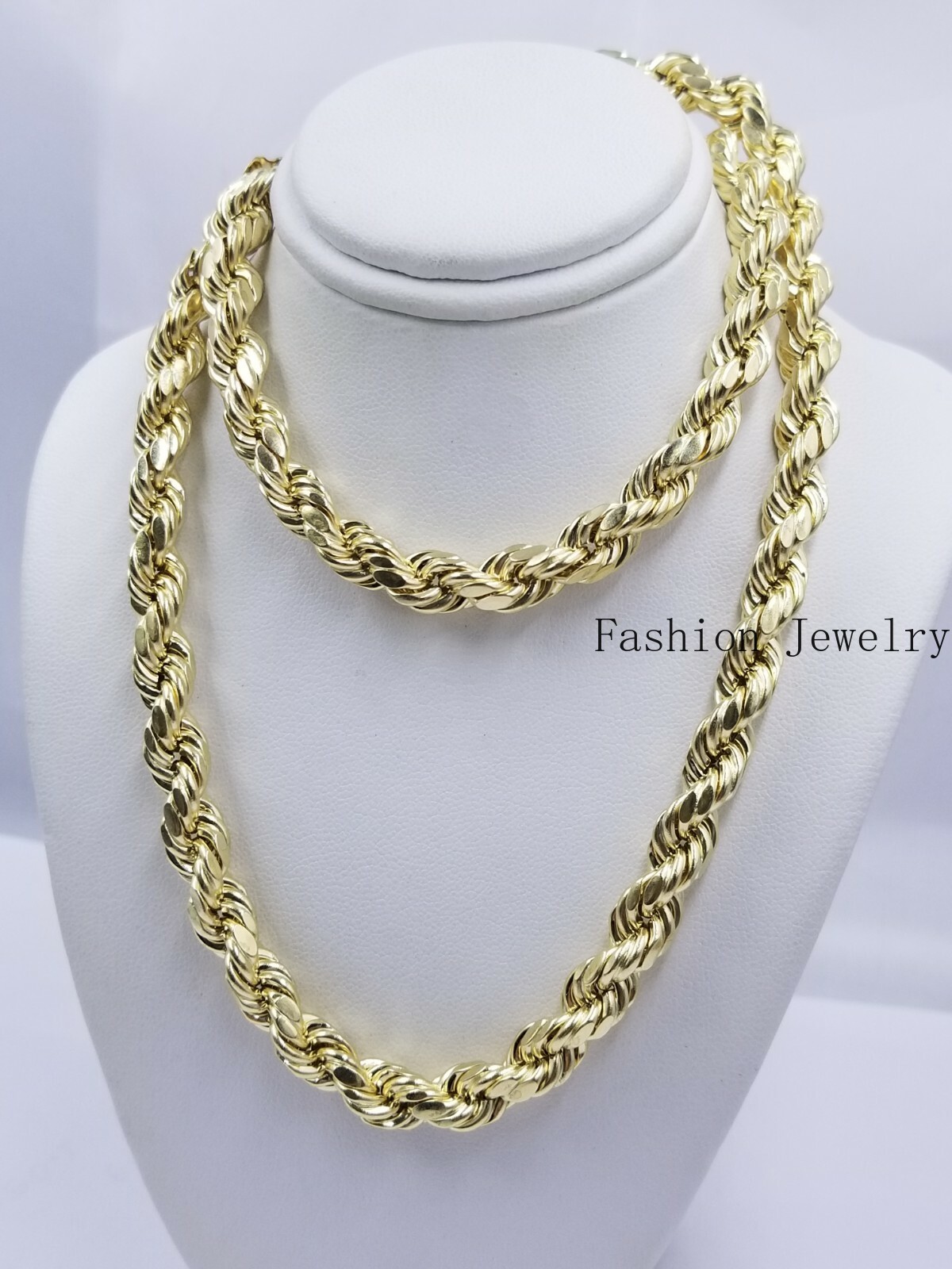 Real Solid 10k Gold Rope Chain Necklace 4mm-10mm Diamond Cut 18″-30″ For Pendant
