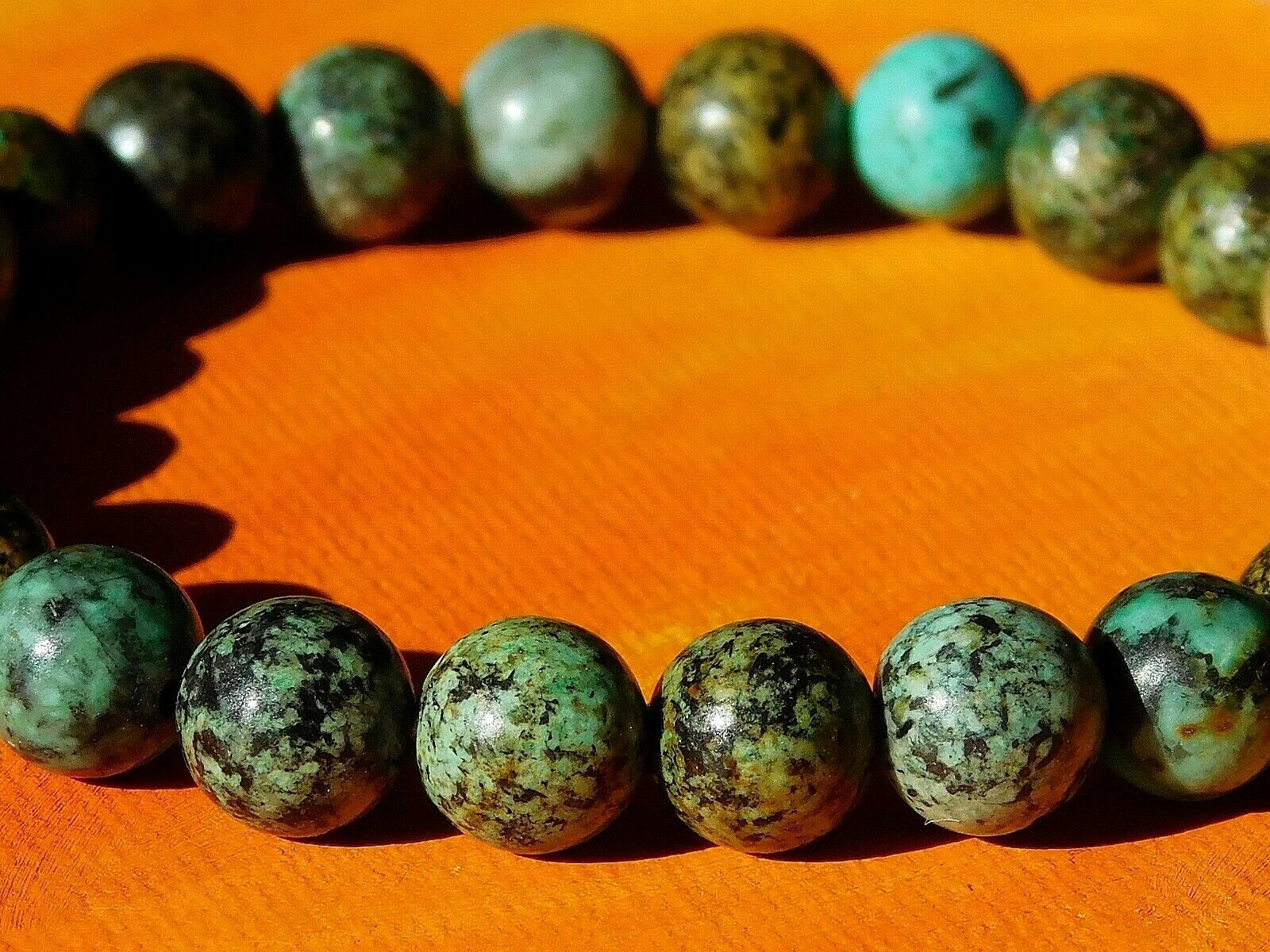 Mens / Ladies Handmade 8mm Gemstone Beaded Bracelet – Natural African Turquoise.