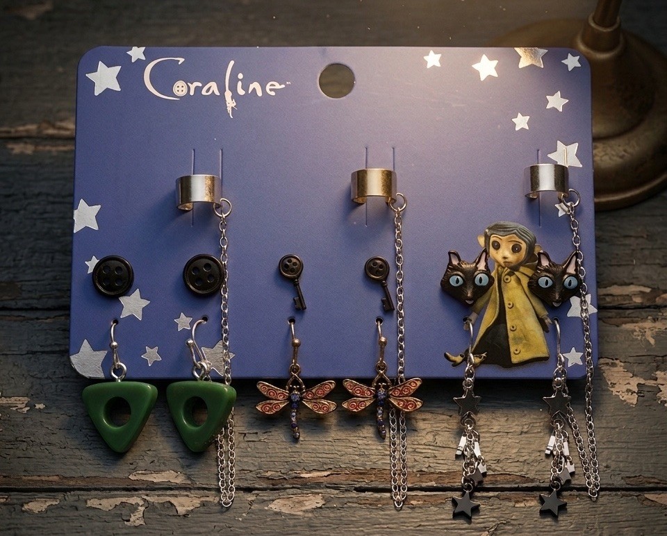 Hot Topic Coraline Character & Icons Cuff Earring Set New