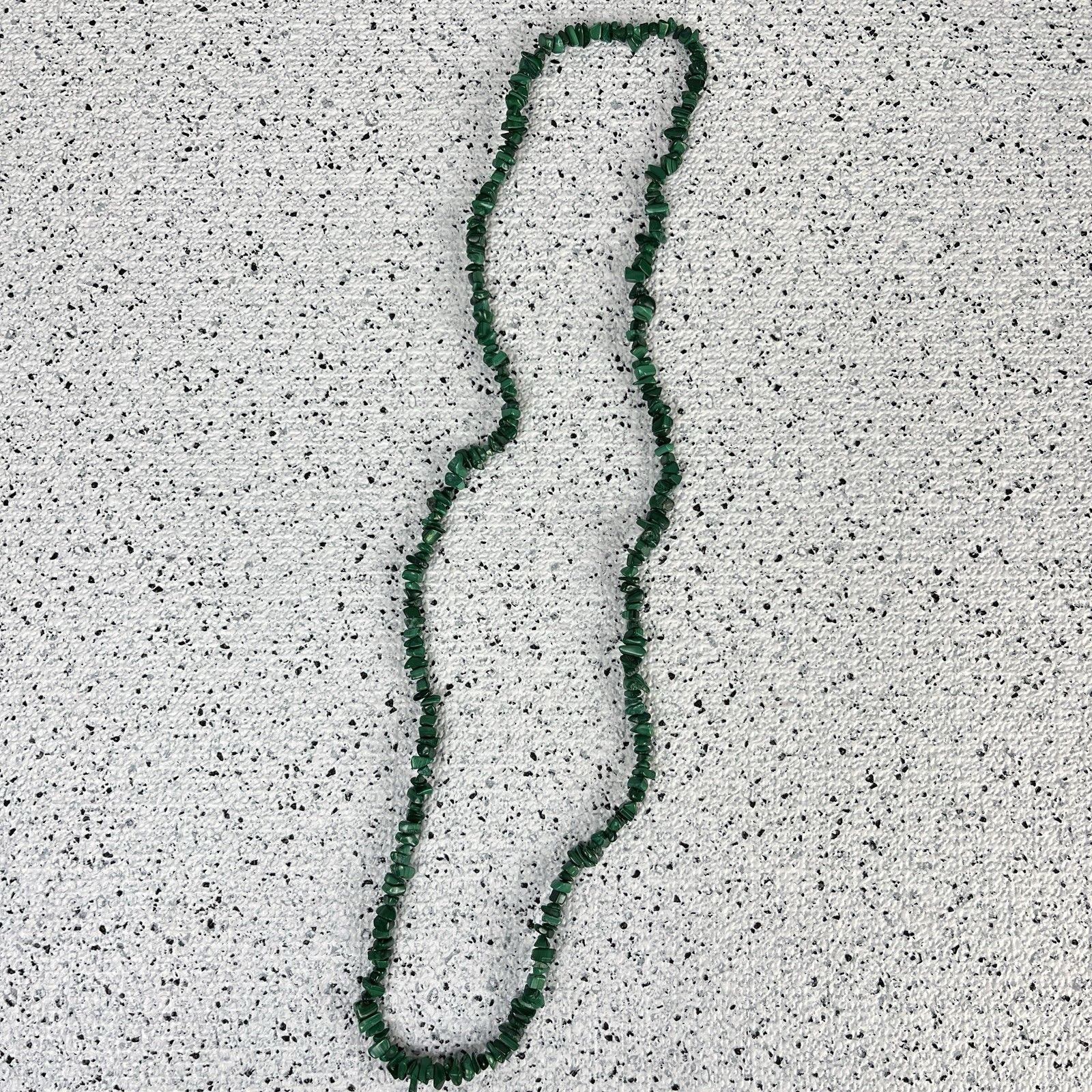 Malachite Chip Necklance Infinity Single Strand 34″ Length Green