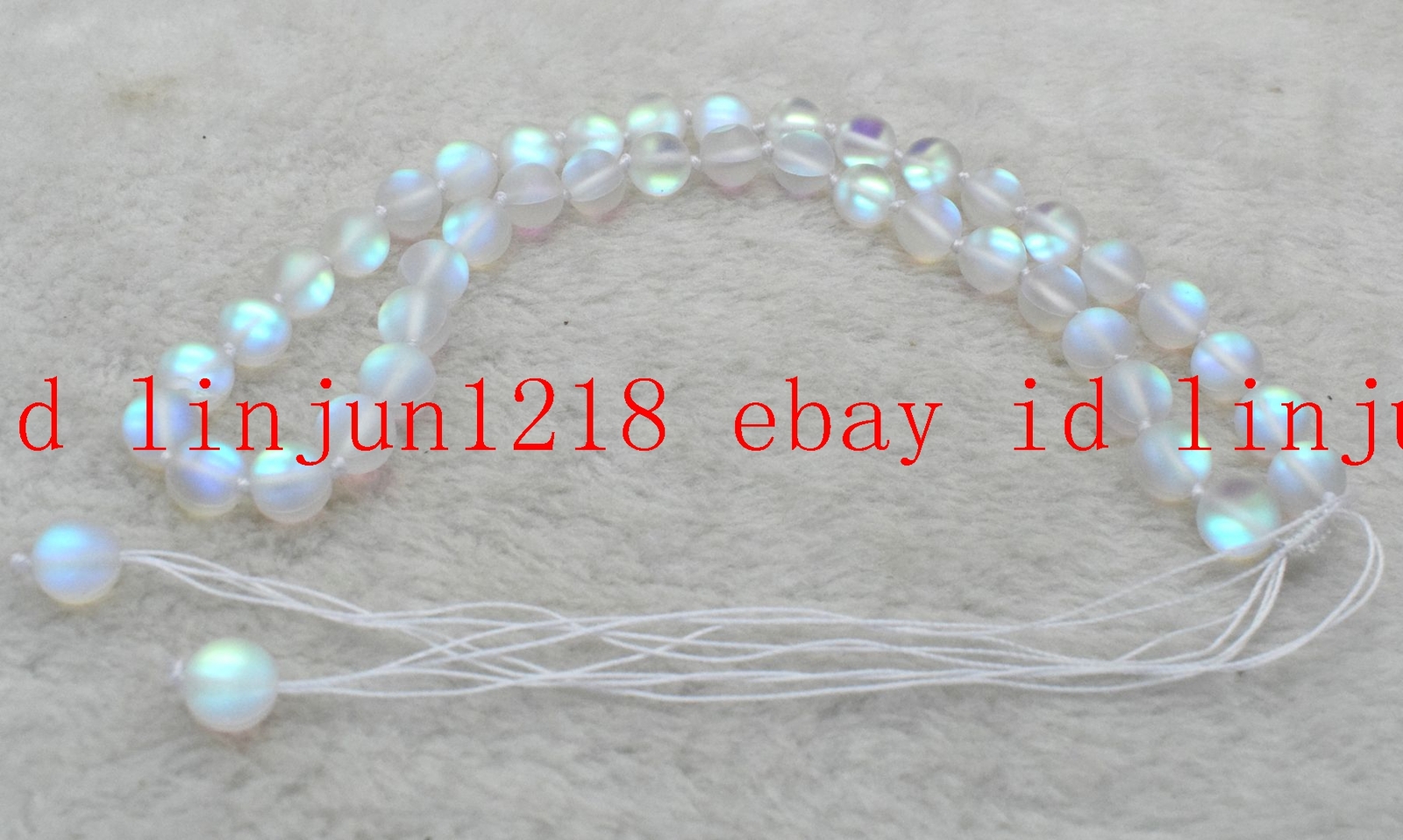 New 10mm White Gleamy Rainbow Moonstone Round Gemstone Handmade Necklace 18”AAA