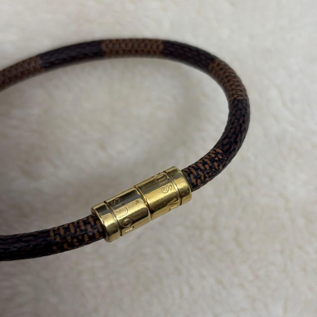 Louis Vuitton Damier Bracelet Keep It With Box Brown Gold Used