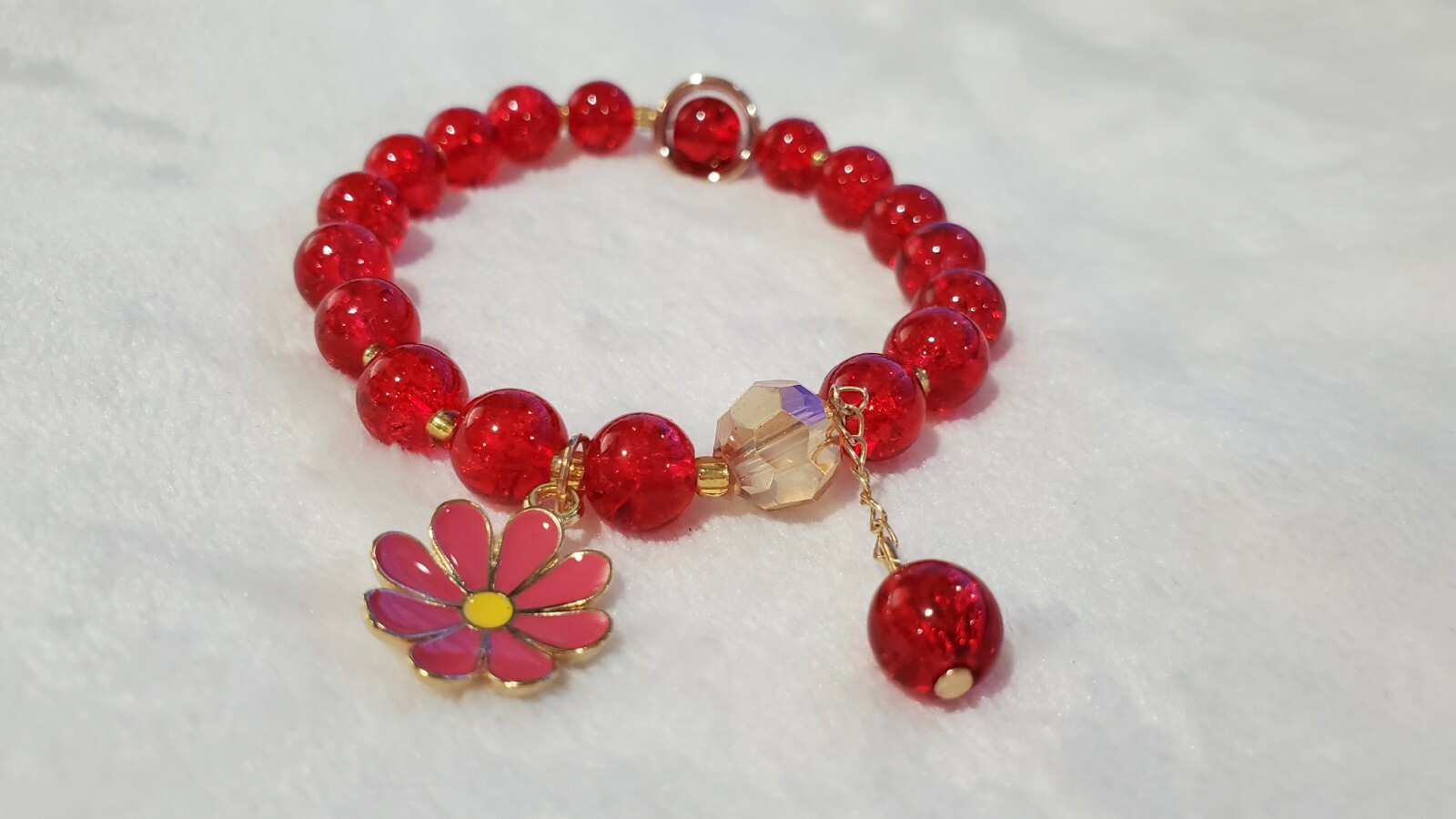 pulseras Roja elastic de Cuenta De Cristal. Shipping free