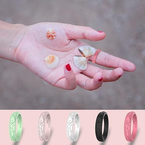 Silicone Wedding Rings for Women 7 Pack -Stackable Silicone Rubber Wedding Bands