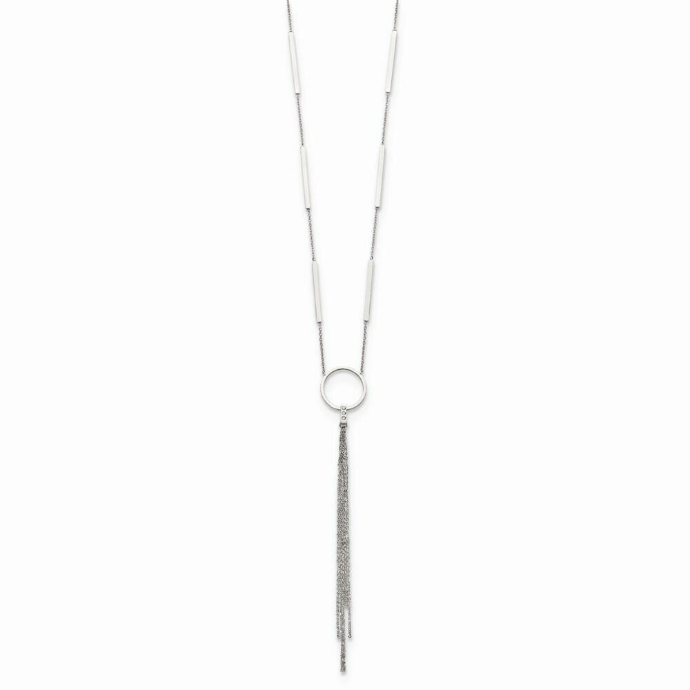 Stainless Steel Polished with Tassel 23.5in Necklace
