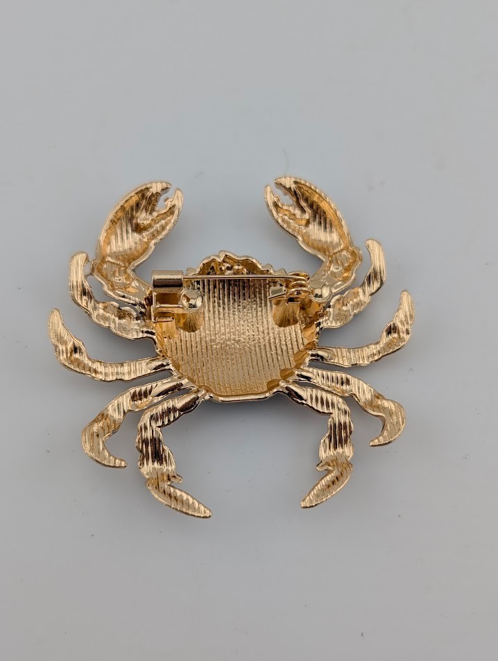DELFT CHINA BLUE CRAB BROOCH porcelain look cancer coastal beach pin N4