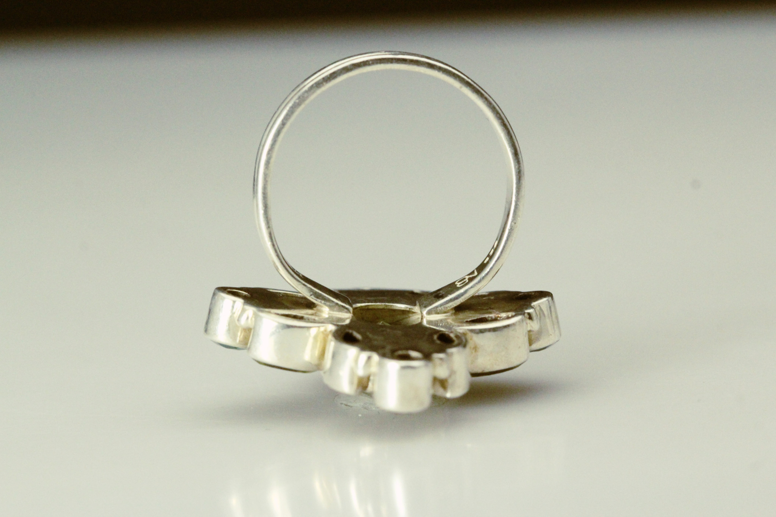 925 Sterling Multi-Gemstone & Color Cluster Cross Size 10 Ring 10.6g (RIN9257)