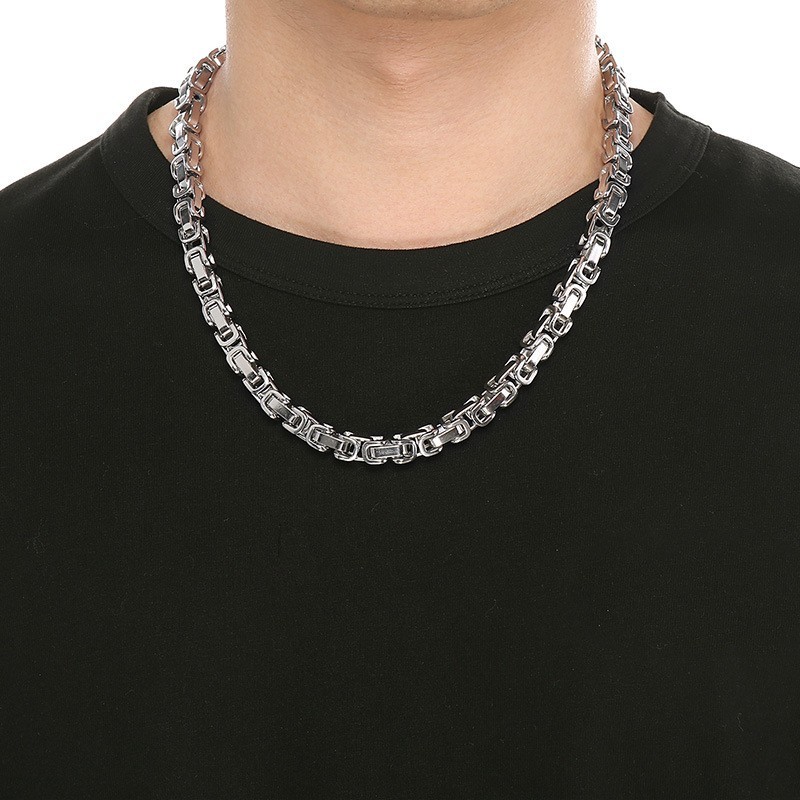 Silver 4mm 6mm 8mm Byzantine Chain Necklace Stainless Steel Jewelry For Mens
