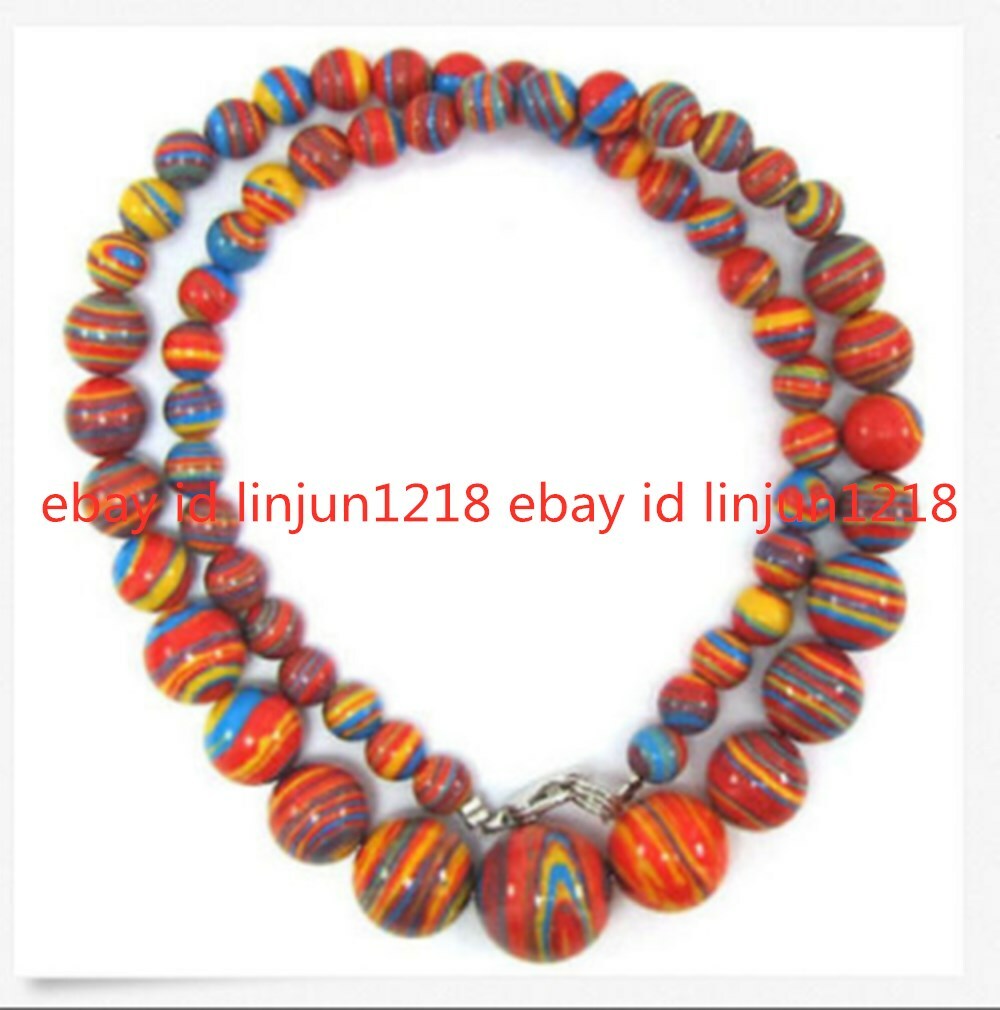 6-14mm Red Multicoloe Turkey Turquoise Gemstone Beads Necklace 18″