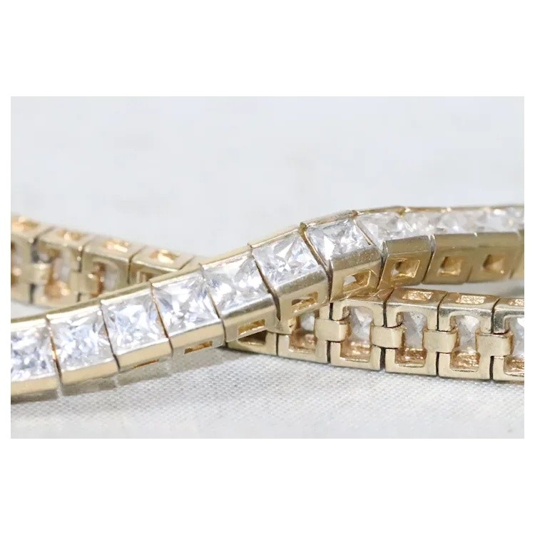 Vintage Sterling Silver 14K Gold Overlay Cubic Zirconia Tennis Bracelet