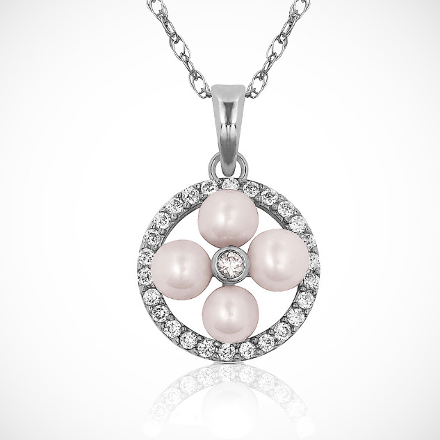 14K Yellow & White Gold Beautiful Round Pendant For Women