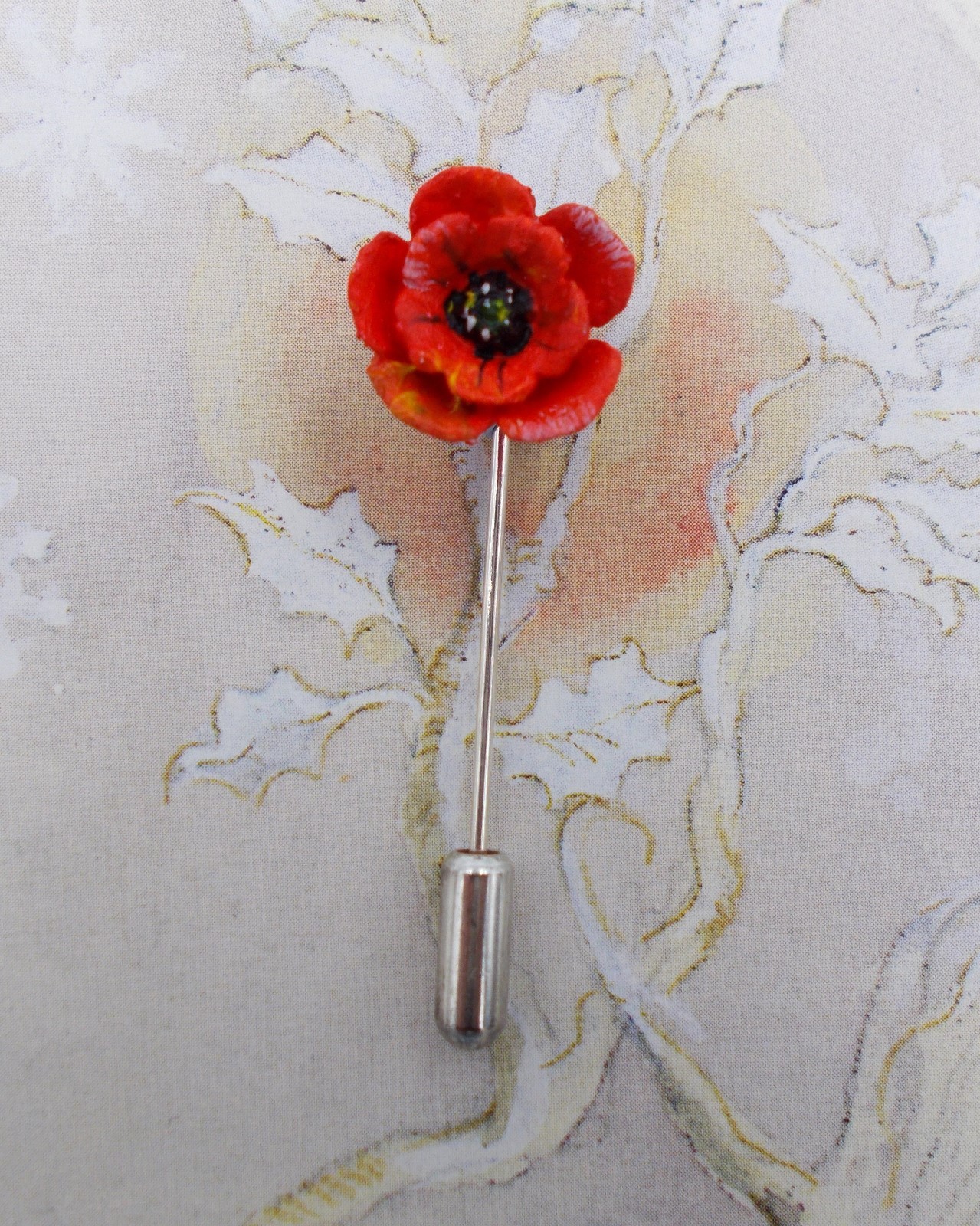 Tiny RED POPPY Lapel Flower Commemorative Remembrance Flower HAND PAINTED