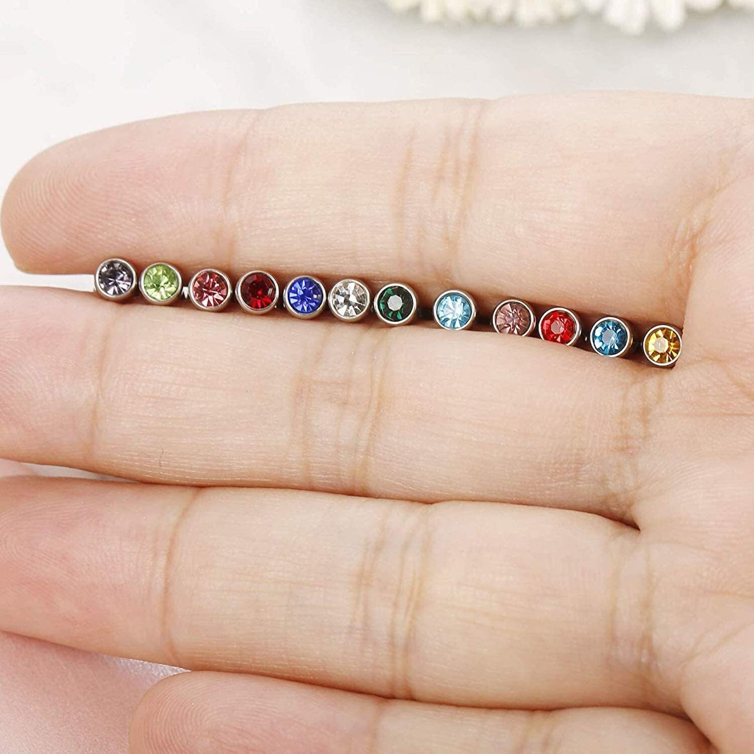 12 Pairs Ear Studs Cartilage Helix Earrings Set Stainless Steel Stud Earrings