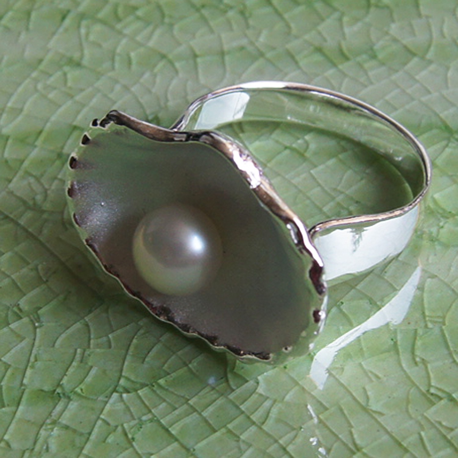 Handmade 925 Sterling Silver Scallop Shell Ring Size 6 L Coastal Ocean Jewelry