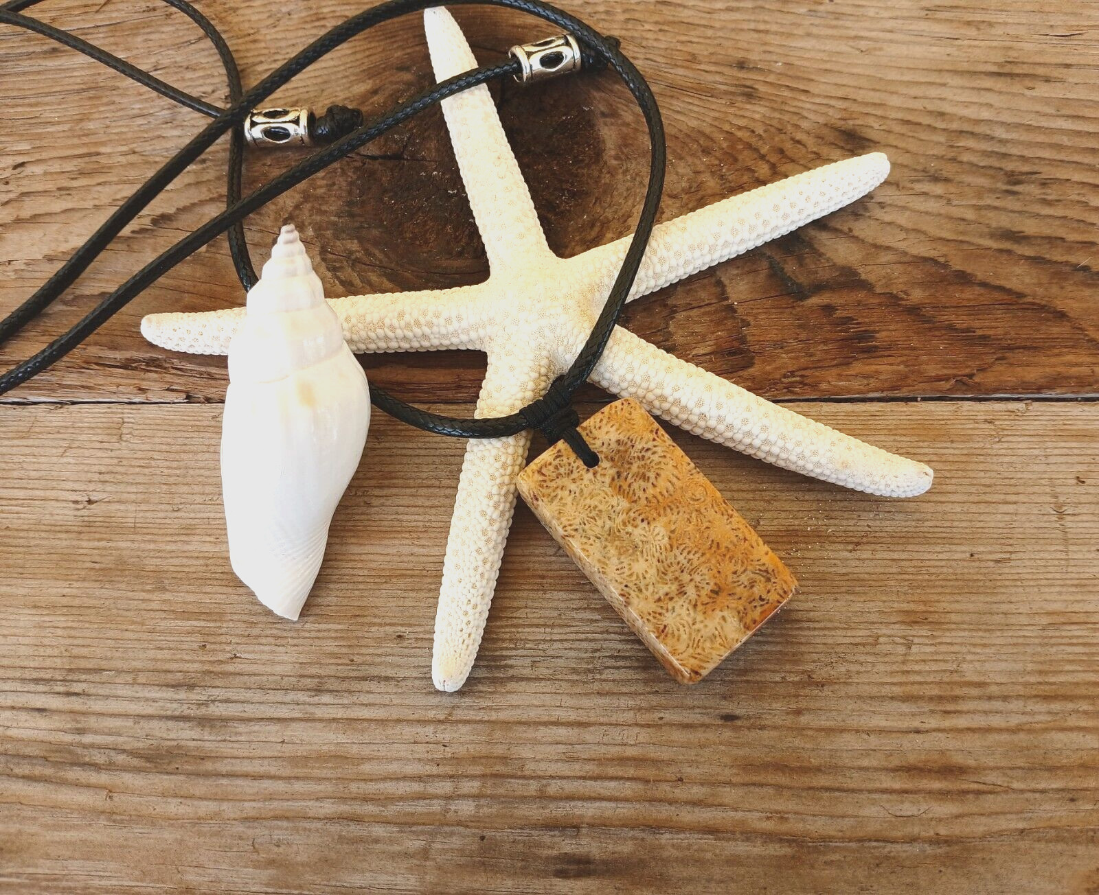 Unisex heavy Coral Fossil Pendant Waterproof Coral Fossil Beach Coastal Necklace