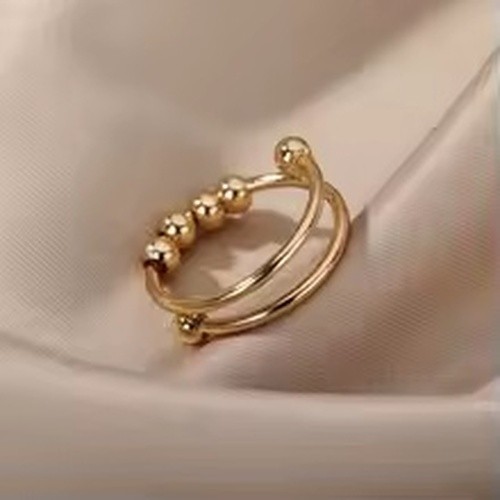 Anxiety Spinner Ring Adjustable Stainless Steel Anti Stress Bead Finger Ring