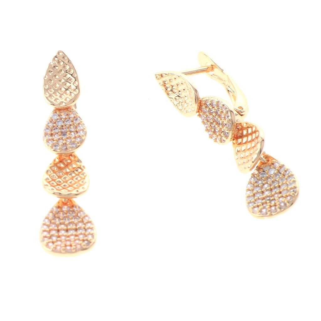 Gold Tone Gold Plated Metal English Lock Drop Earrings XPE2405-GLD