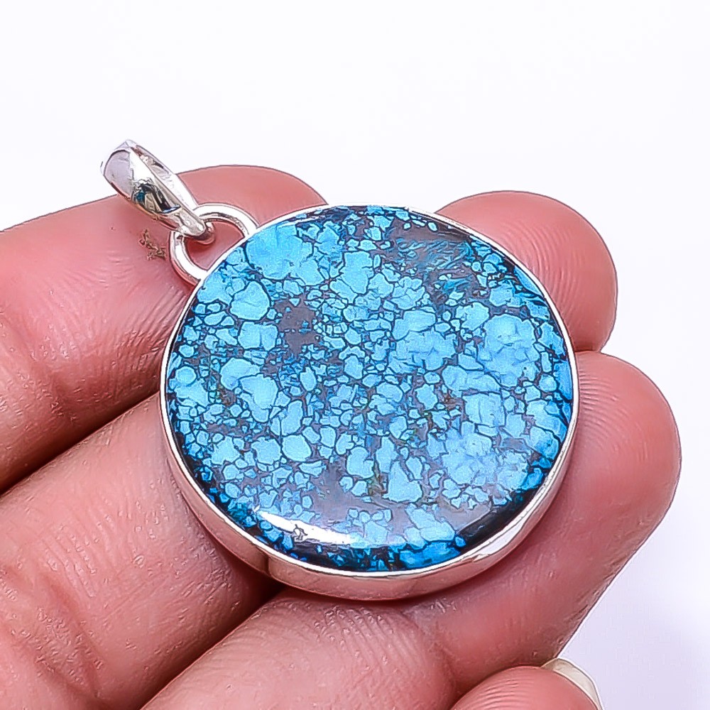 Magnesite Turquoise 925 Sterling Silver Pendant 1.56″ P7, Christmas Gift