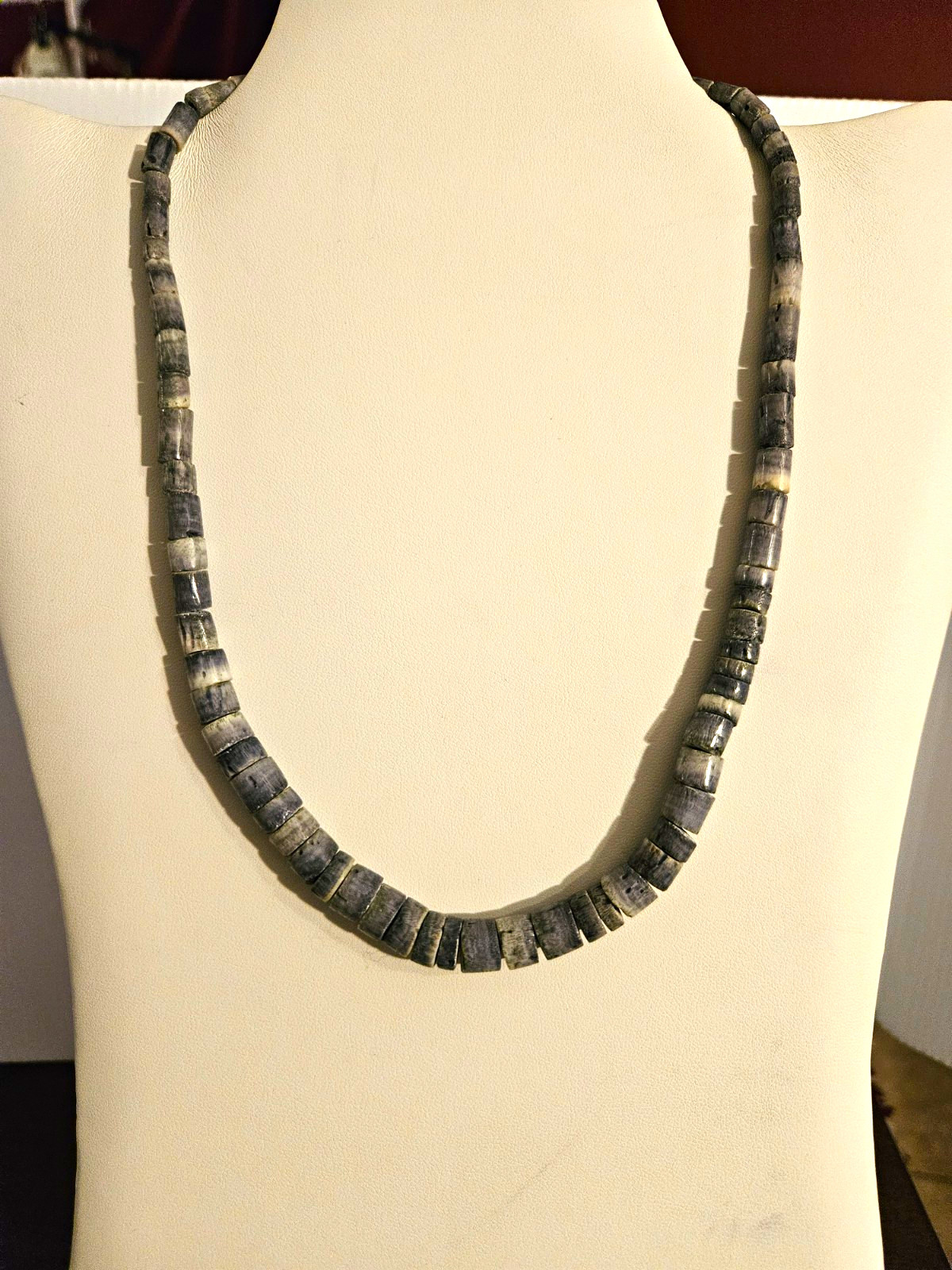 Vintage Blue Coral Heishi Beaded Strand Necklace 19 Inches