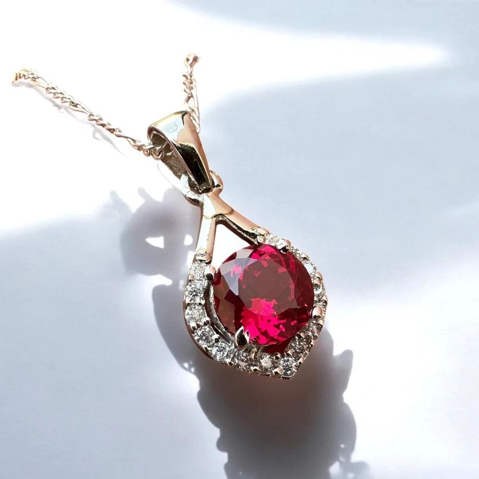Certified 13 Ct Natural Red Ruby Loose Gemstone Pendant In 925 Silver