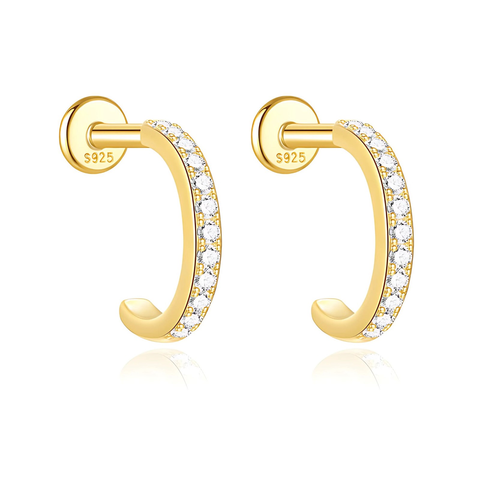 Hoop Flat Back Earrings for Women Sterling Silver 16G 6mm Cartilage Helix Upp…