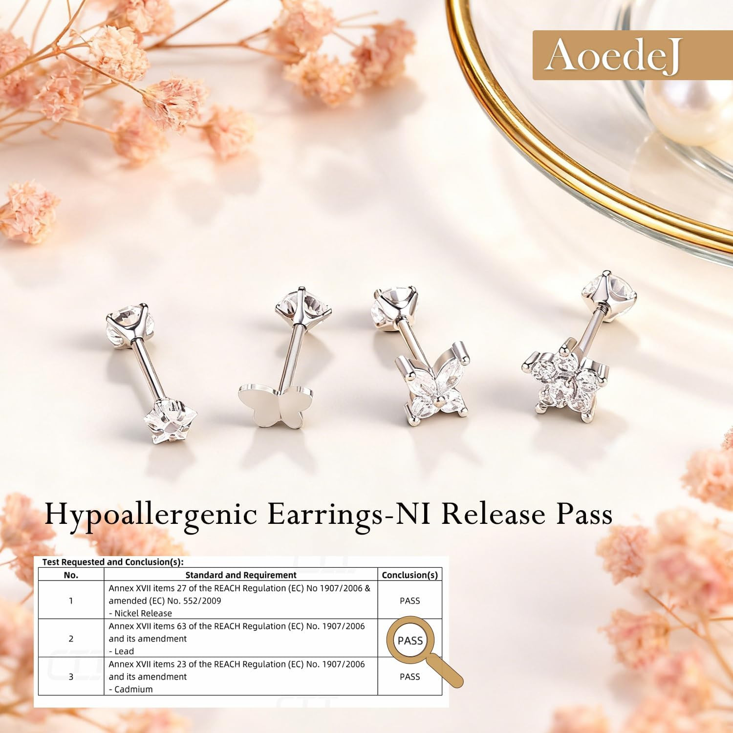 18G Reversible Flat Back Earrings for Cartilage Hypoallergenic Surgical Steel St