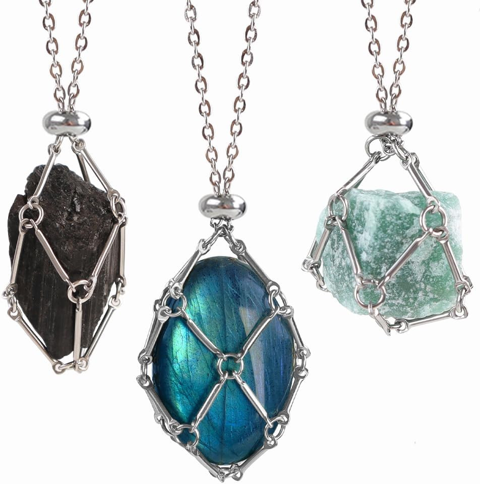 Handmade Crystal Holder Necklace – Stainless Steel Cage for Stone, Crystal Penda