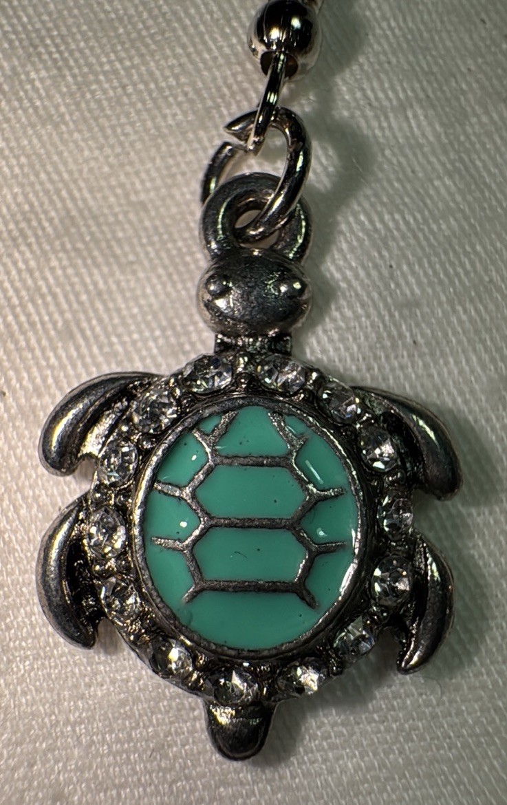 Sea Turtle Pair Earrings Set Silver Color 1.5” Long