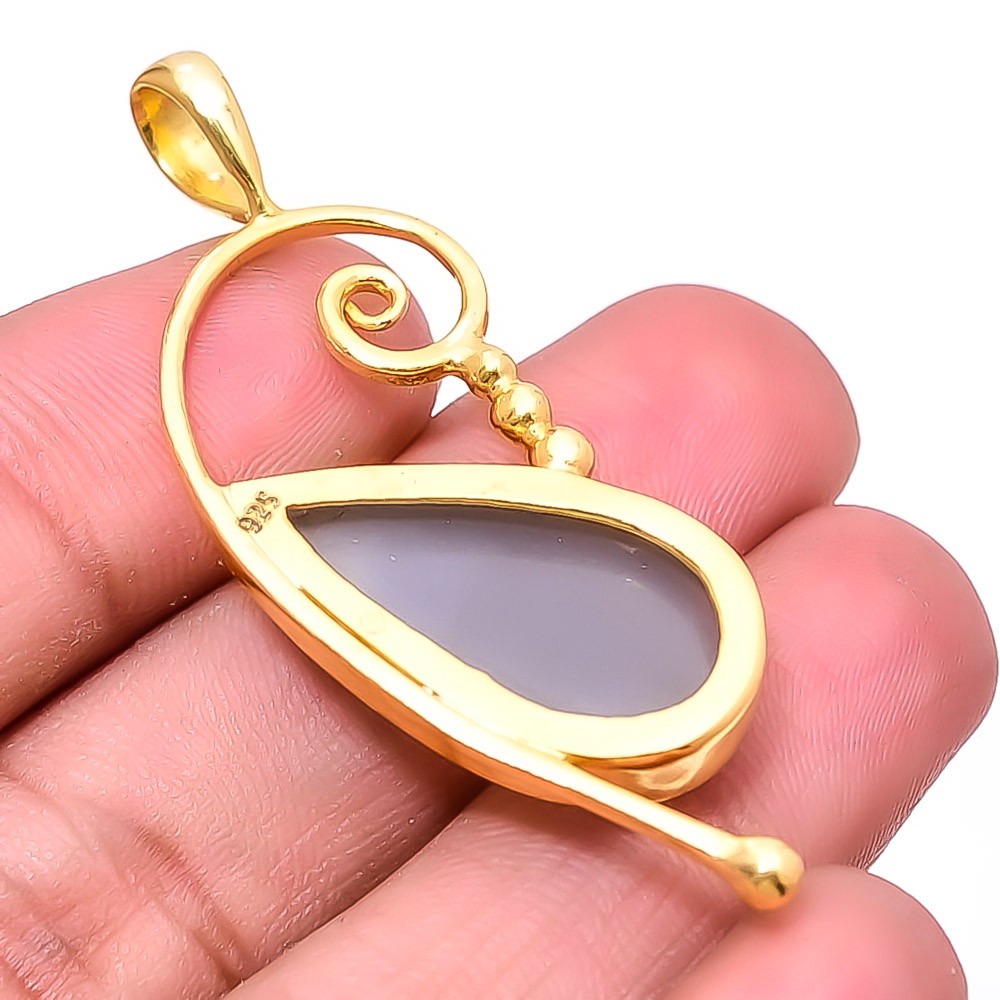 Moonstone – Sri Lanka Gold Plated Gemstone 925 Sterling Silver Pendant 2.11″ P43