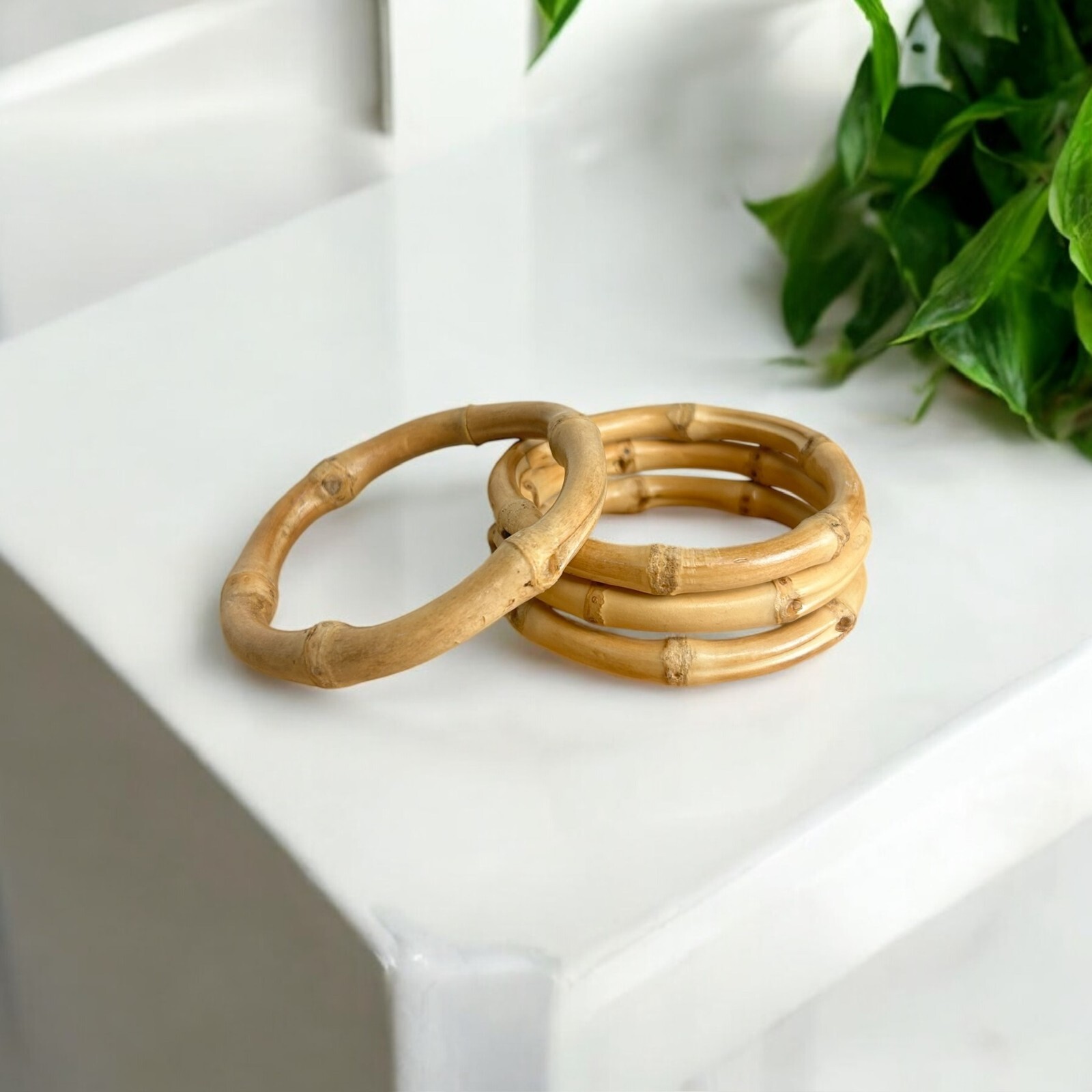 Natural Bamboo Bangle Bracelet | Handmade Eco-Friendly Jewelry | Set of 4
