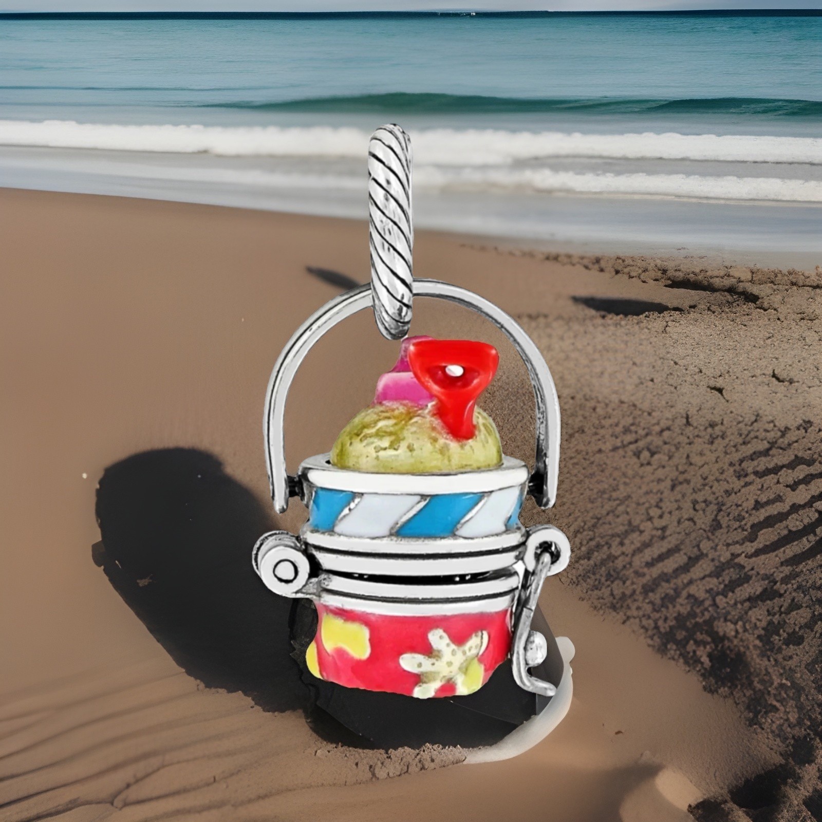 Brighton BEACH PAIL hinged Charm NWOT List $32 Rare Find!