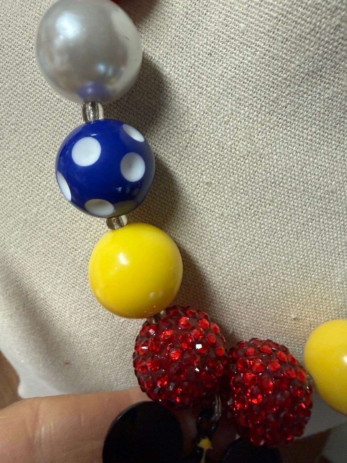 Disney Cruise Ship Bubnlegum Necklace- red, yellow, black and white- Mickey