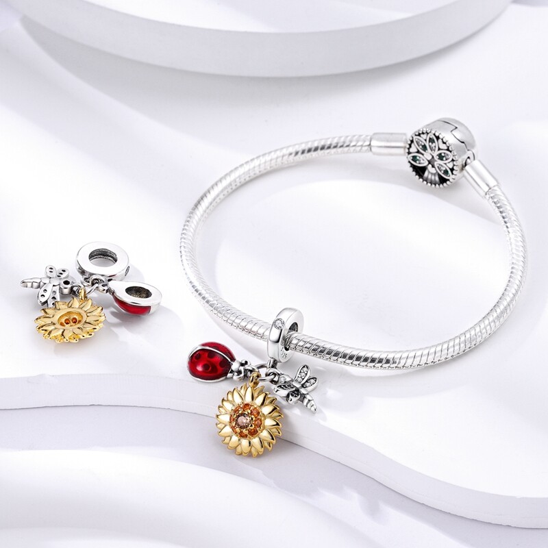 MULA New European Silver Plated Charm AAA CZ Enamel Ladybug For Women Bracelet