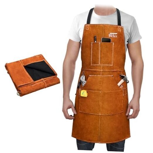 Leather Welding Work Apron 24″ X 36″ Heat Flame Resistant Cowhide Brown