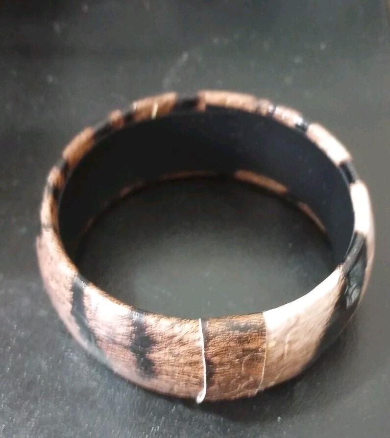 Black Brown Tiger Design Vinyl Bangle Bracelet