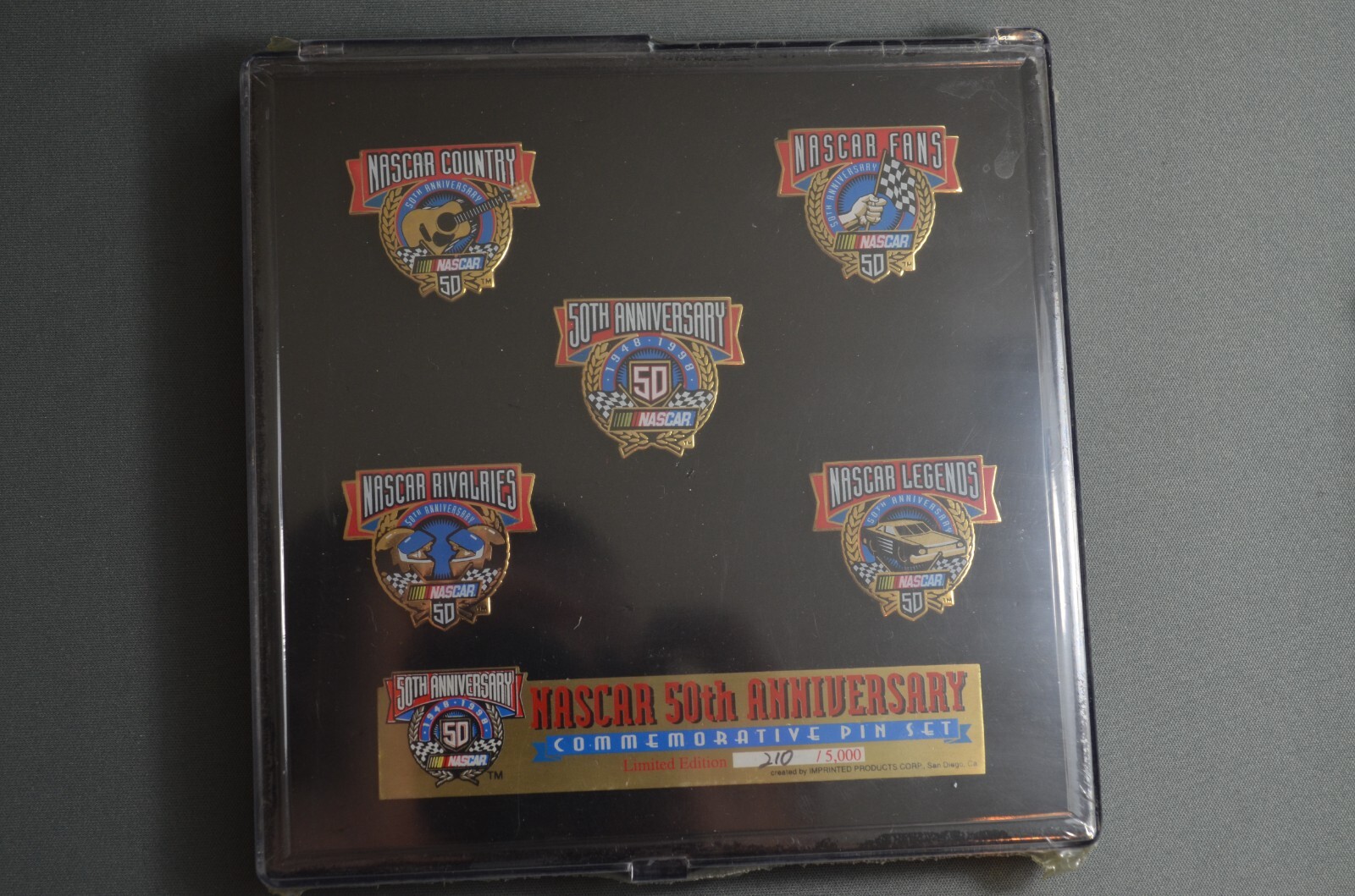 NASCAR 50TH ANNIVERSARY COMMEMORATIVE PIN SET LIMITED EDITION 210 / 5000 SEALED