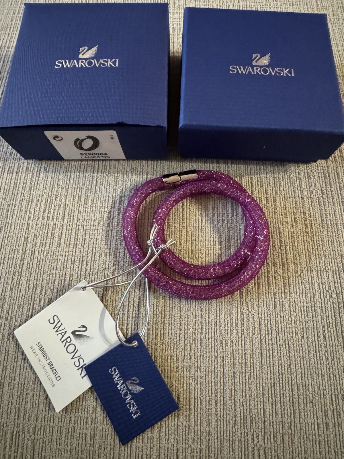 Swarovski Stardust Crystal Double Wrap Bracelet Palladium Plated Magnetic Snap