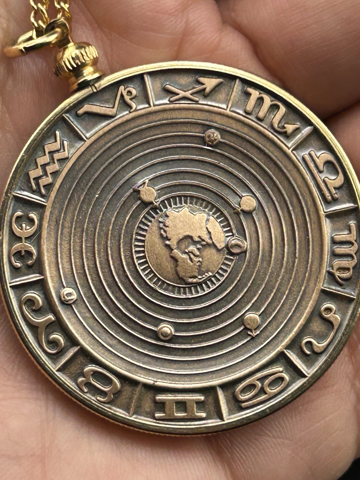 Gemini Pendant Necklace Zodiac Coin on 24″ Chain