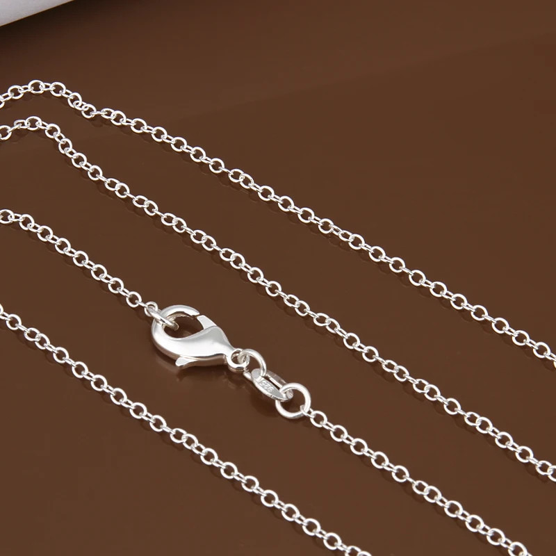 925 Sterling Silver Necklace Rolo Chain 1mm 16-24 Inch Length Women Jewelry