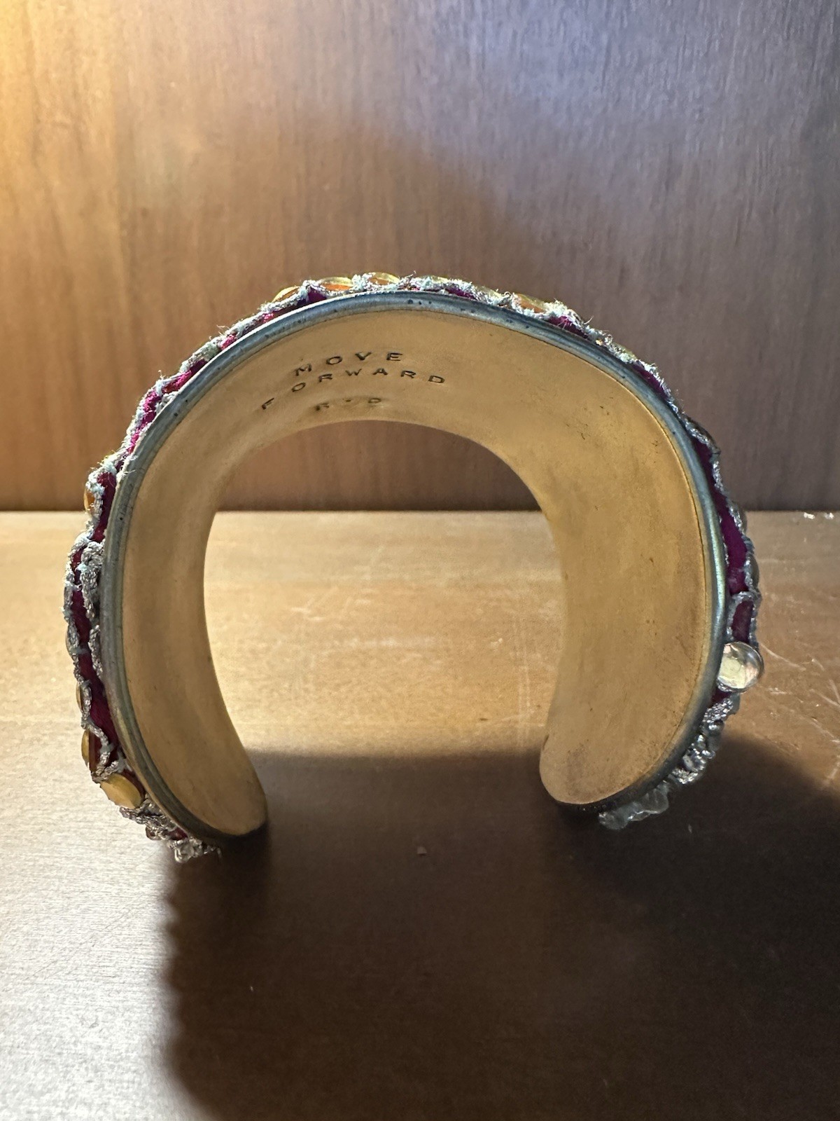 Authentic Redd Dott Luxury Statement Cuff Bracelet -Pink & Silver “Move Forward”