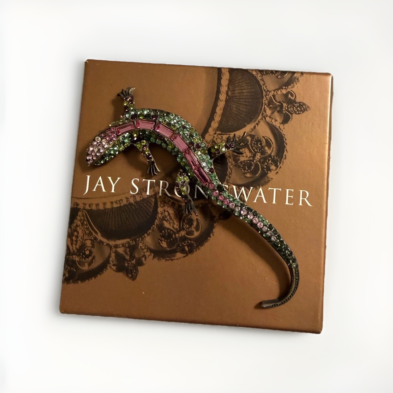Jay Strongwater Crystal Salamander Brooch Hogan Swarovski Enamel 4” Pin
